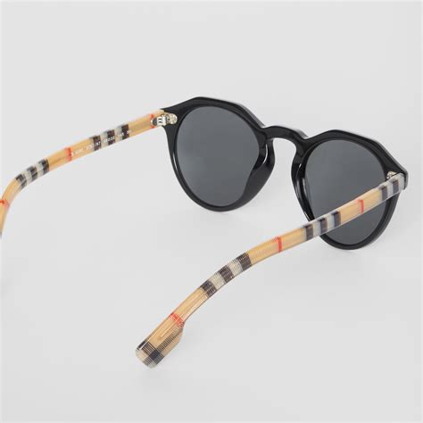 burberry vintage check detail round frame sunglasses|Burberry Eyewear Vintage Check round.